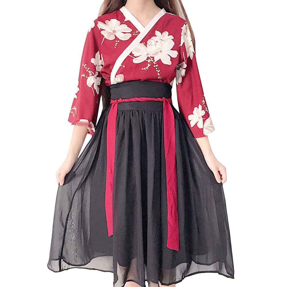 1845 Chinese Hanfu Vintage Traditional Clothing Red HanfuShirt Cosplay